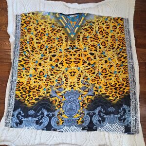 VTG Sante Classics Mumu Women's Leopard‎ Chain Print Kaftan Dress One Size Multi